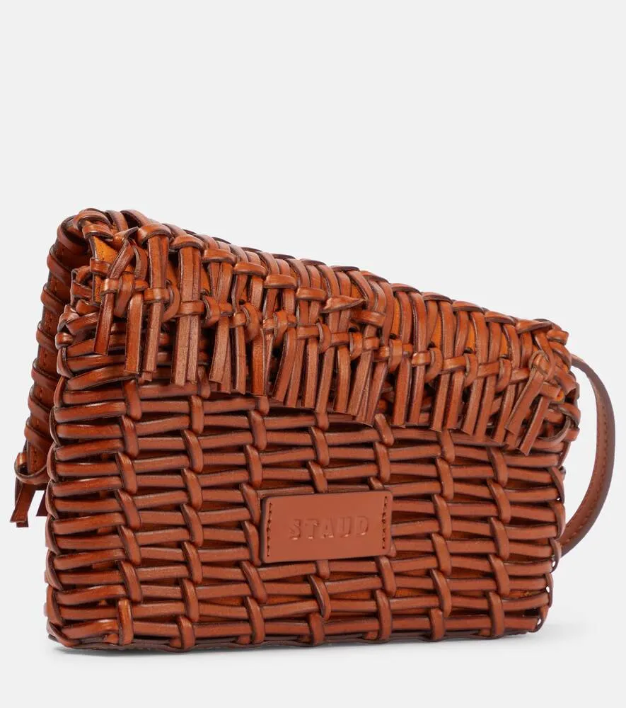 Acute shoulder bag in Staud leather, brown