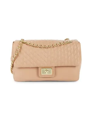 Agyness Karl Lagerfeld Paris Quilted Leather Shoulder Bag, Almond