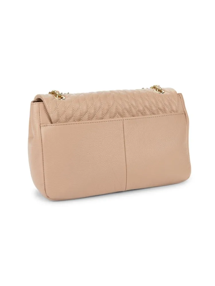 Agyness Karl Lagerfeld Paris Quilted Leather Shoulder Bag, Almond