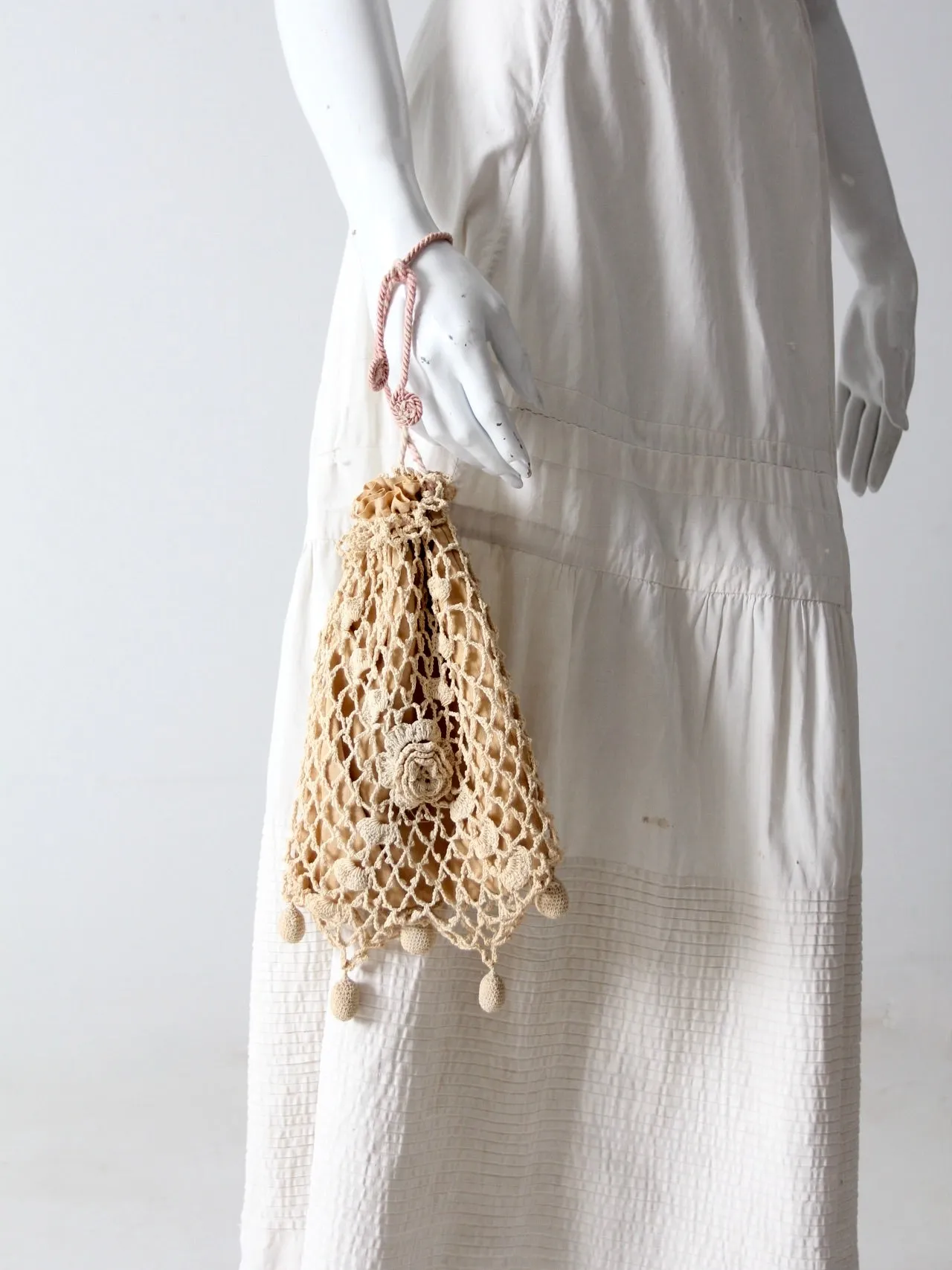 antique crotchet reticule bag