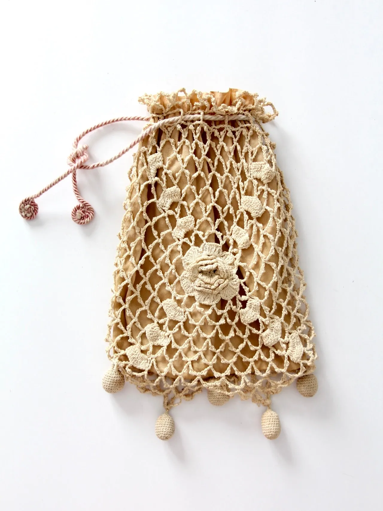 antique crotchet reticule bag