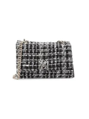 Badgley Mischka bouclé tweed shoulder bag, black