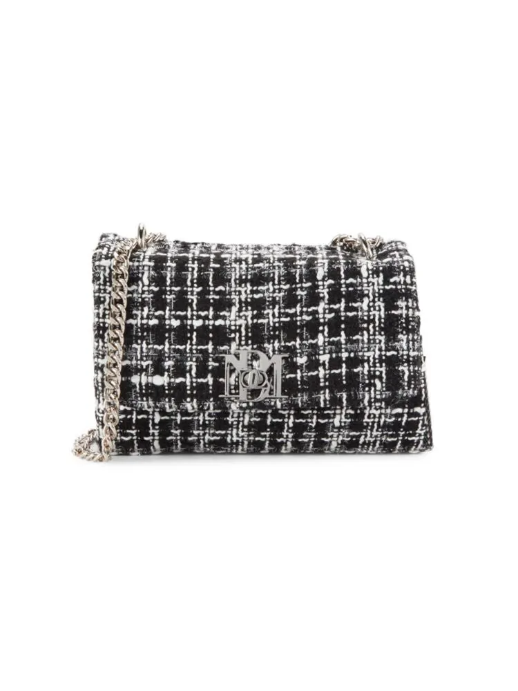 Badgley Mischka bouclé tweed shoulder bag, black