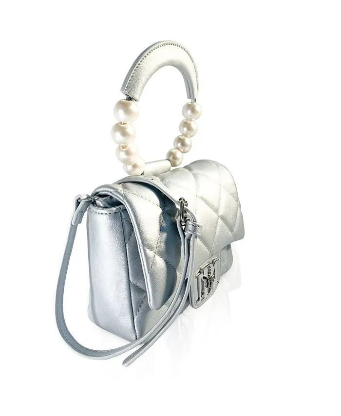 Badgley Mischka Women's Quilted Mini Flap Bag, Gray