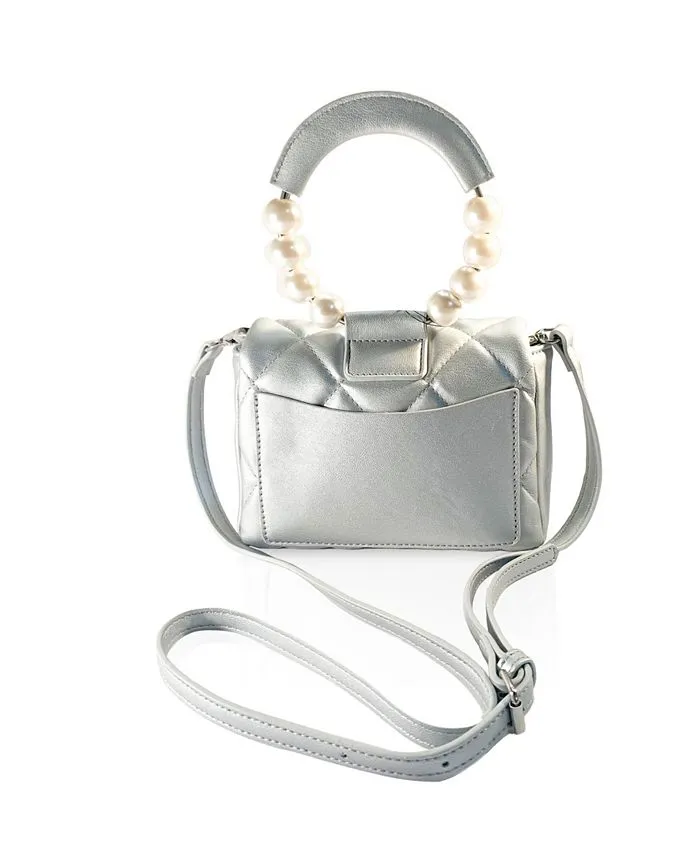 Badgley Mischka Women's Quilted Mini Flap Bag, Gray