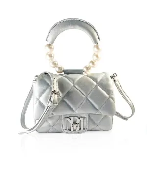 Badgley Mischka Women's Quilted Mini Flap Bag, Gray