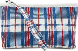Balenciaga Barbes Z Check Printed Pouch Wristlet Cobalt Blue