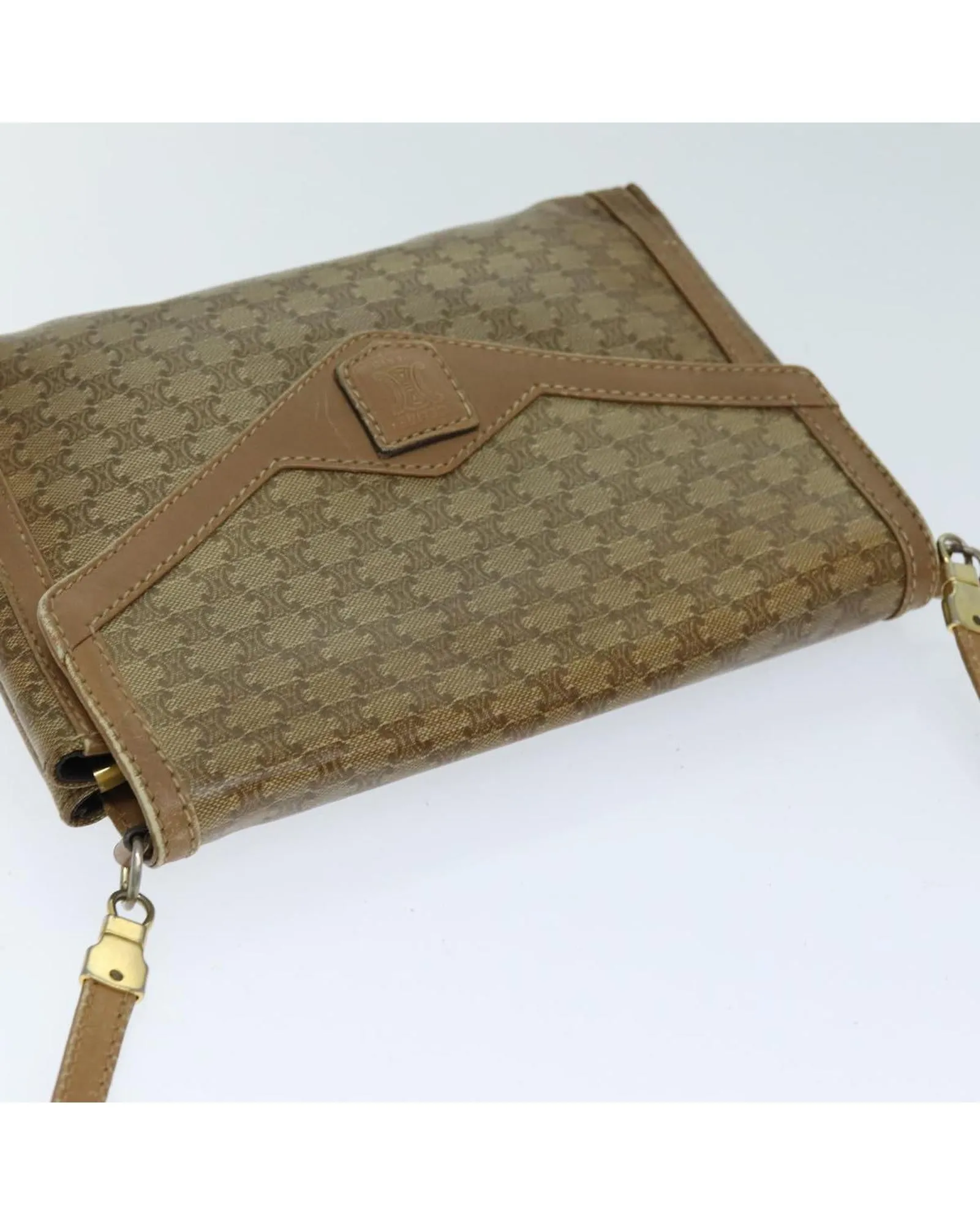 Beige Macadam Canvas Shoulder Bag with 55cm Drop