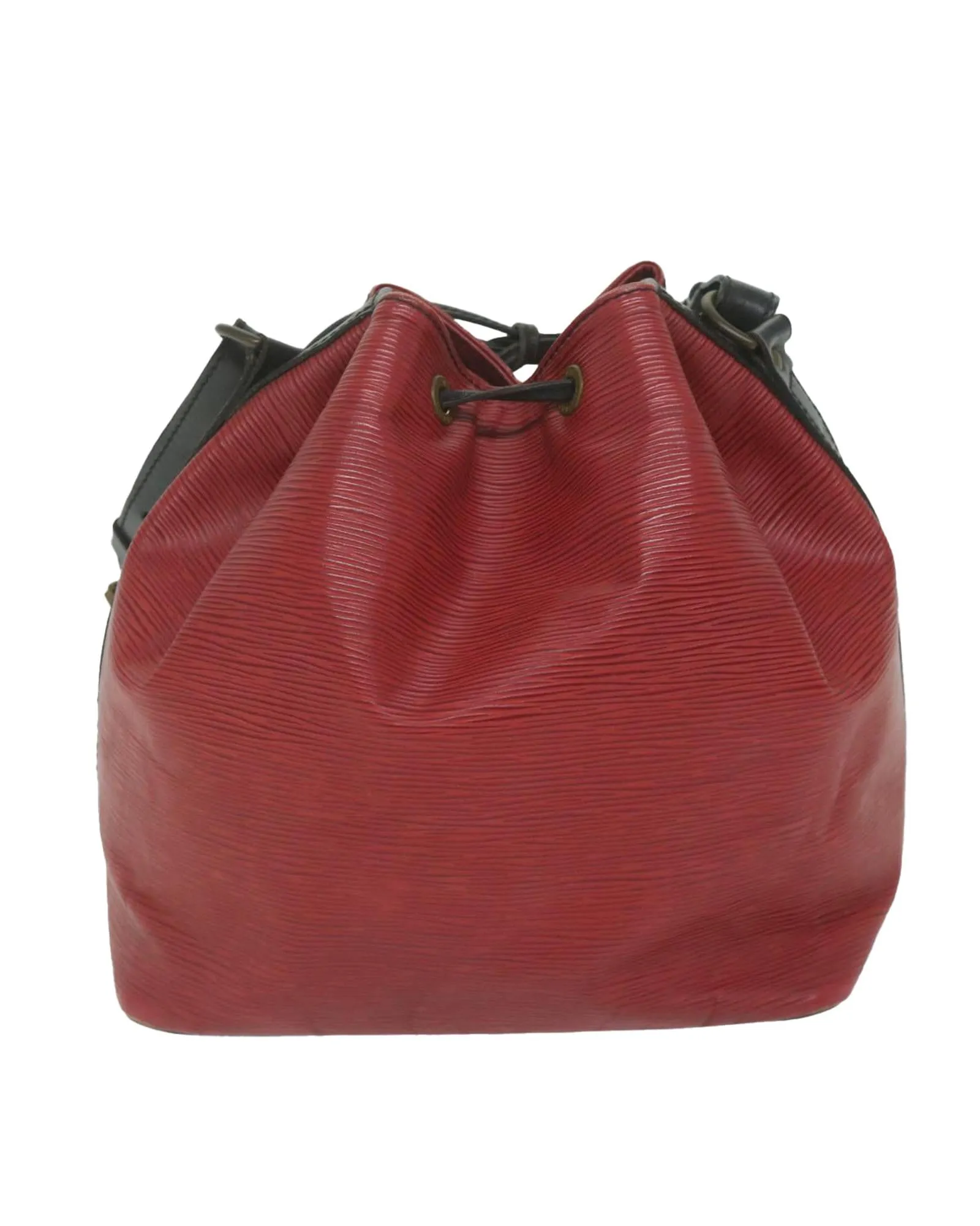Black and Red Epi Leather Shoulder Bag with Adjustable Strap