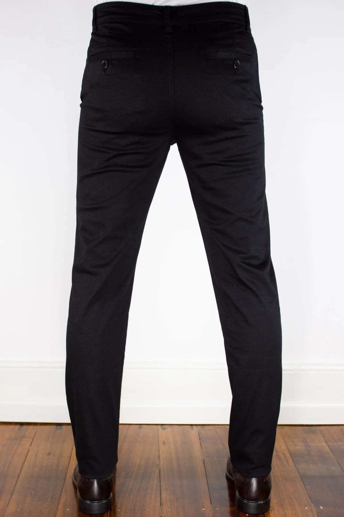 Black Cotton Stretch Chino
