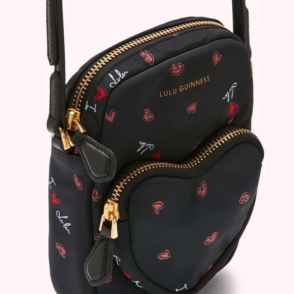 BLACK I LOVE LULU DAVIS CROSSBODY BAG