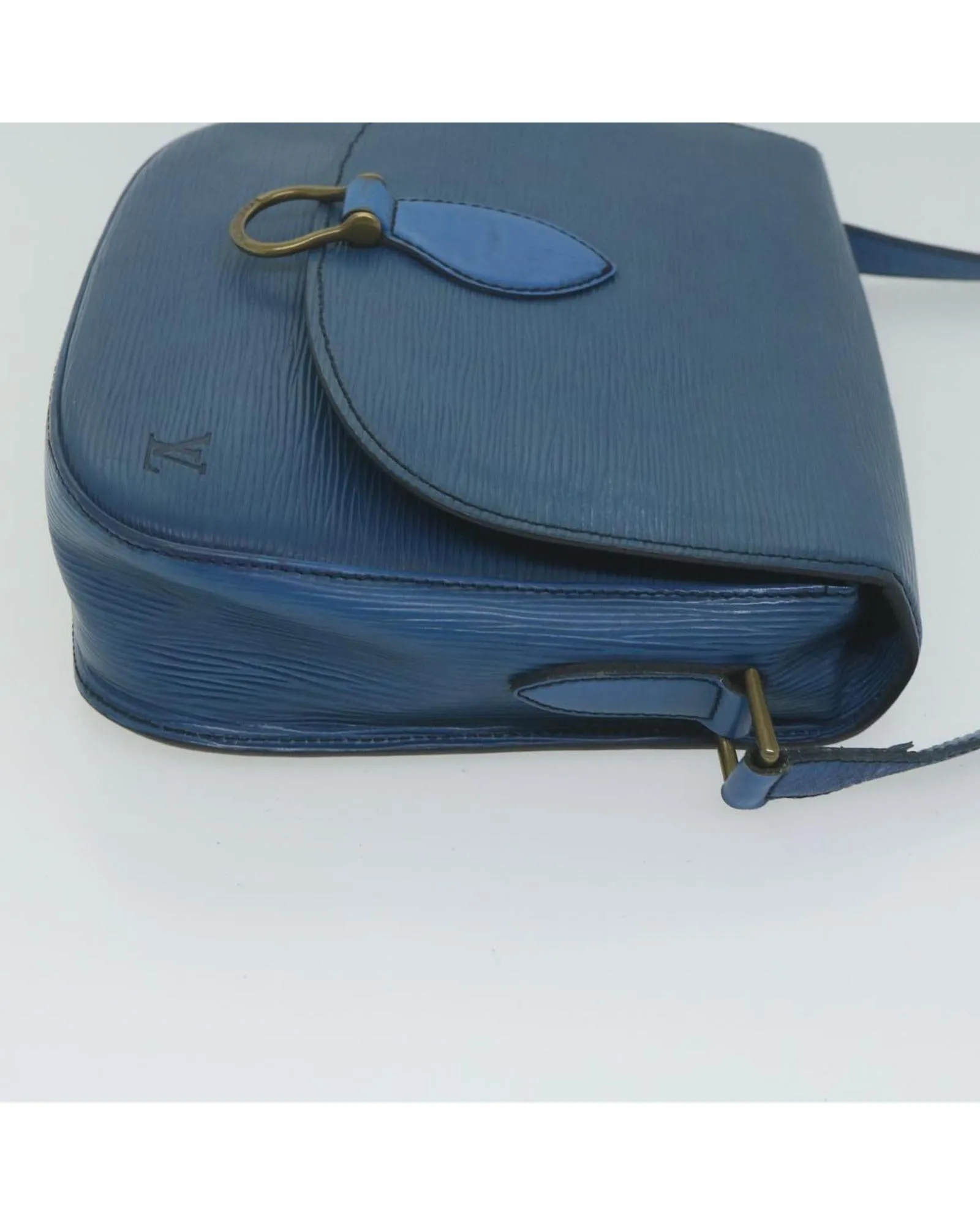 Blue Epi Leather Shoulder Bag with Adjustable Strap