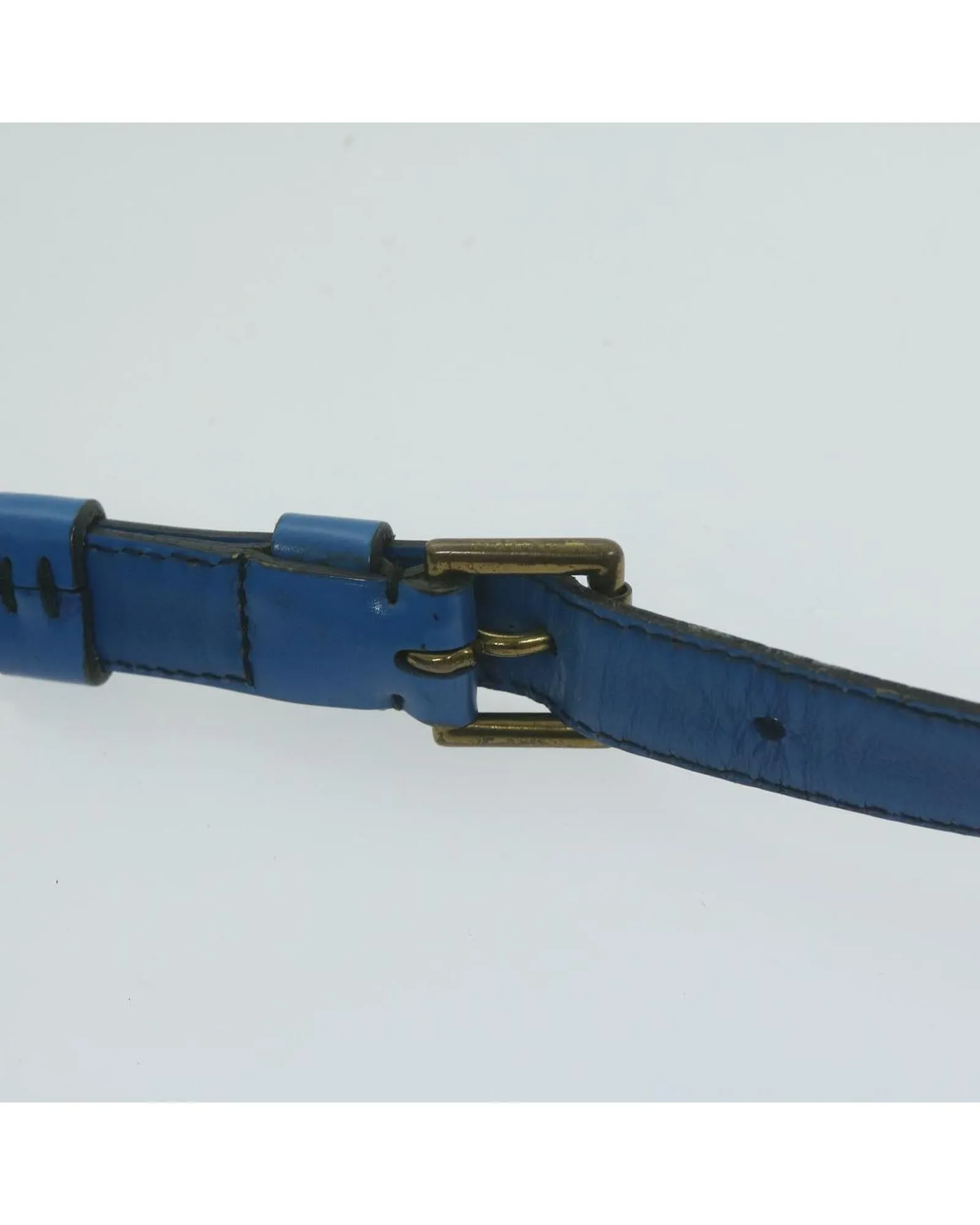 Blue Epi Leather Shoulder Bag with Adjustable Strap
