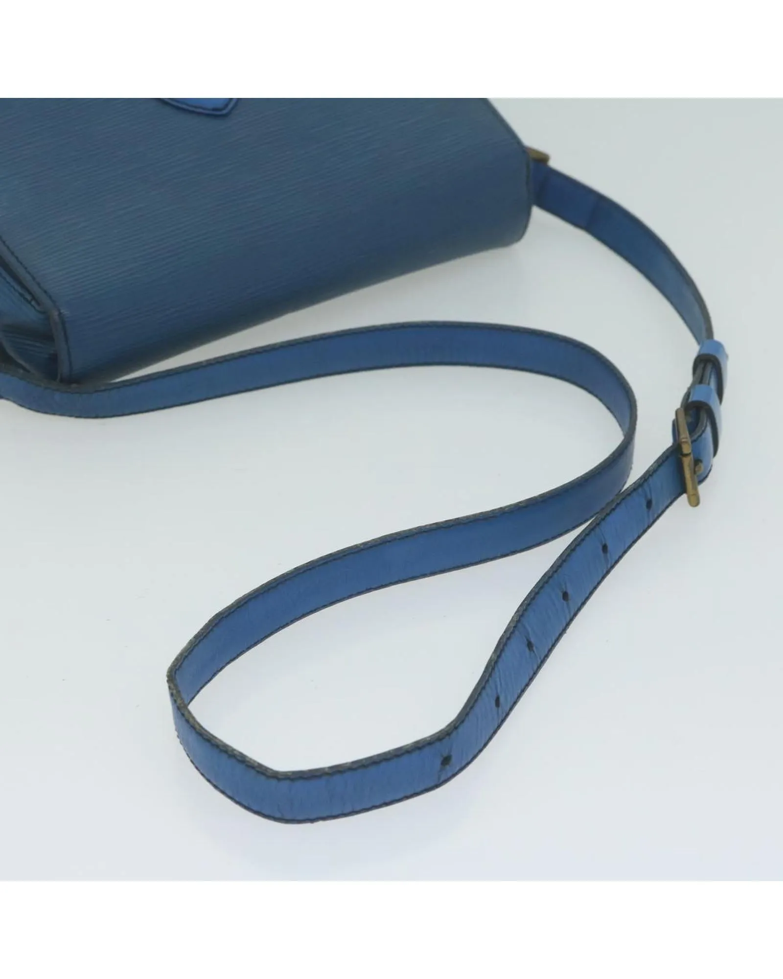 Blue Epi Leather Shoulder Bag with Adjustable Strap