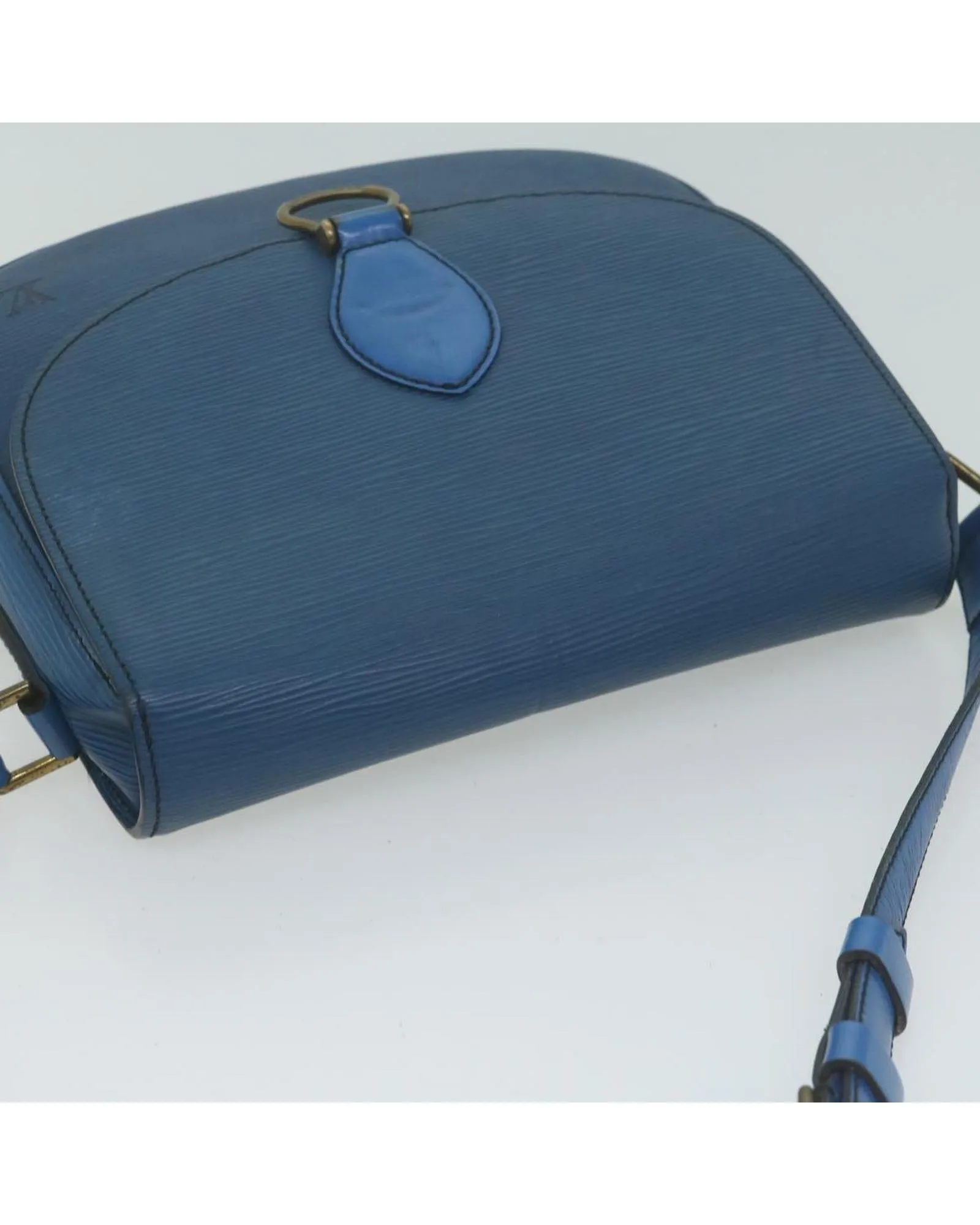 Blue Epi Leather Shoulder Bag with Adjustable Strap