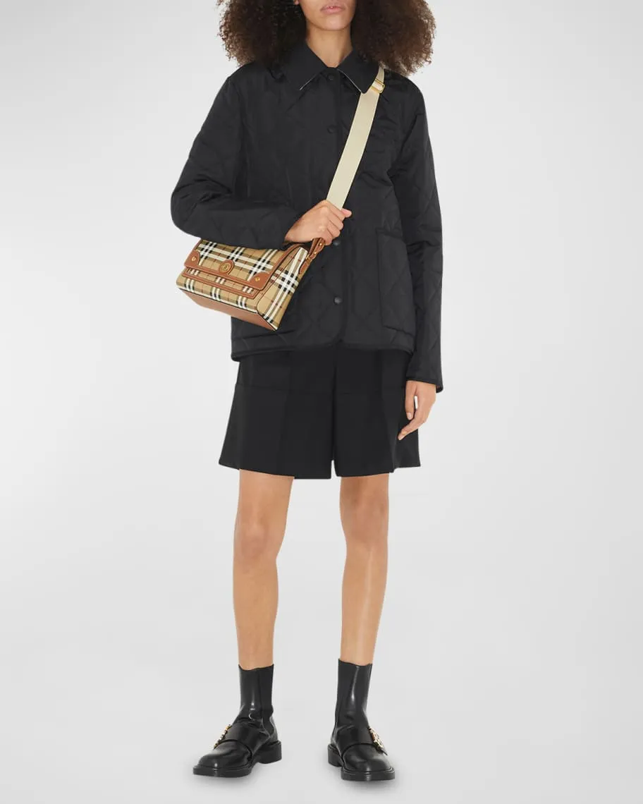 Burberry Note Check Flap Shoulder Bag