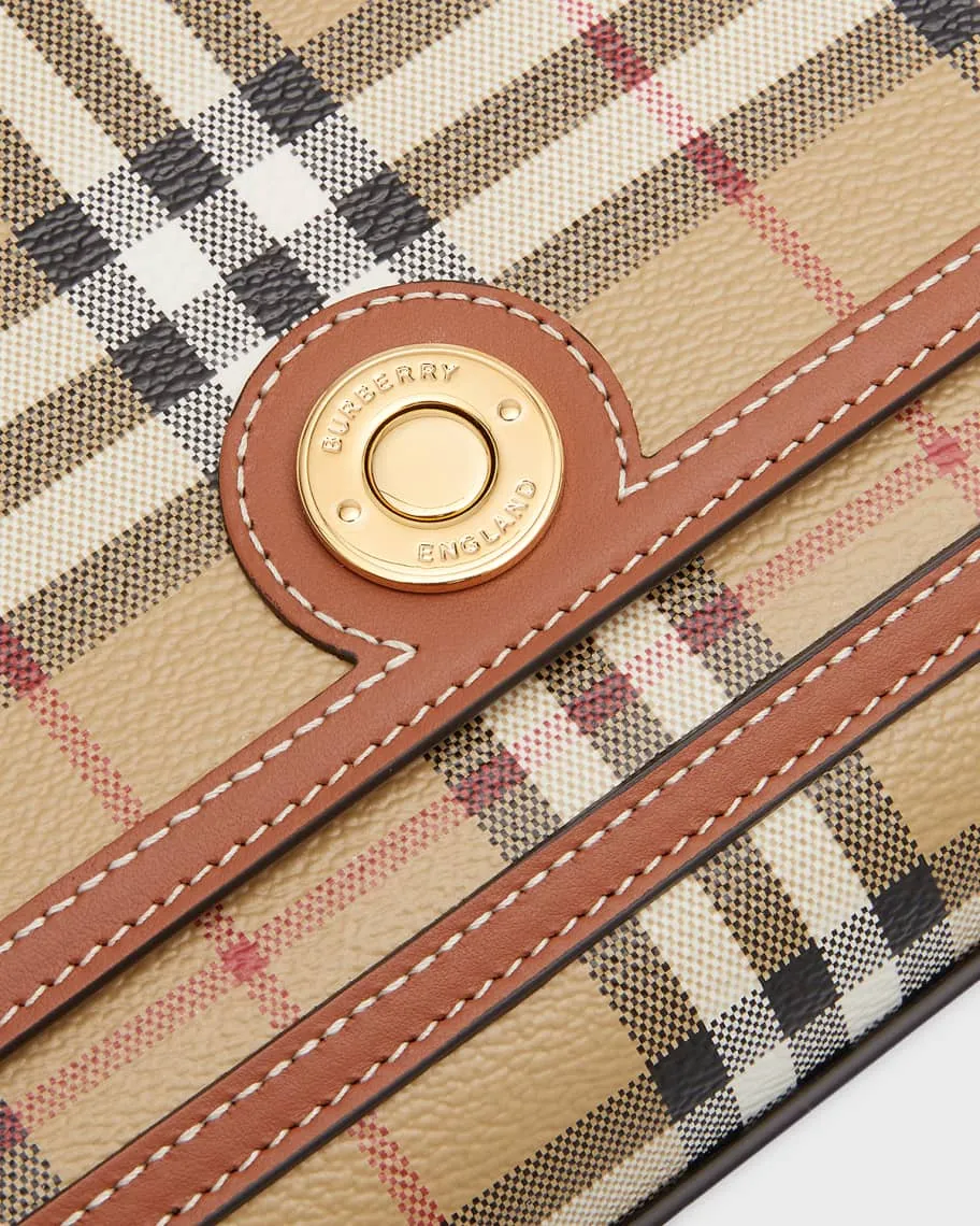 Burberry Note Check Flap Shoulder Bag