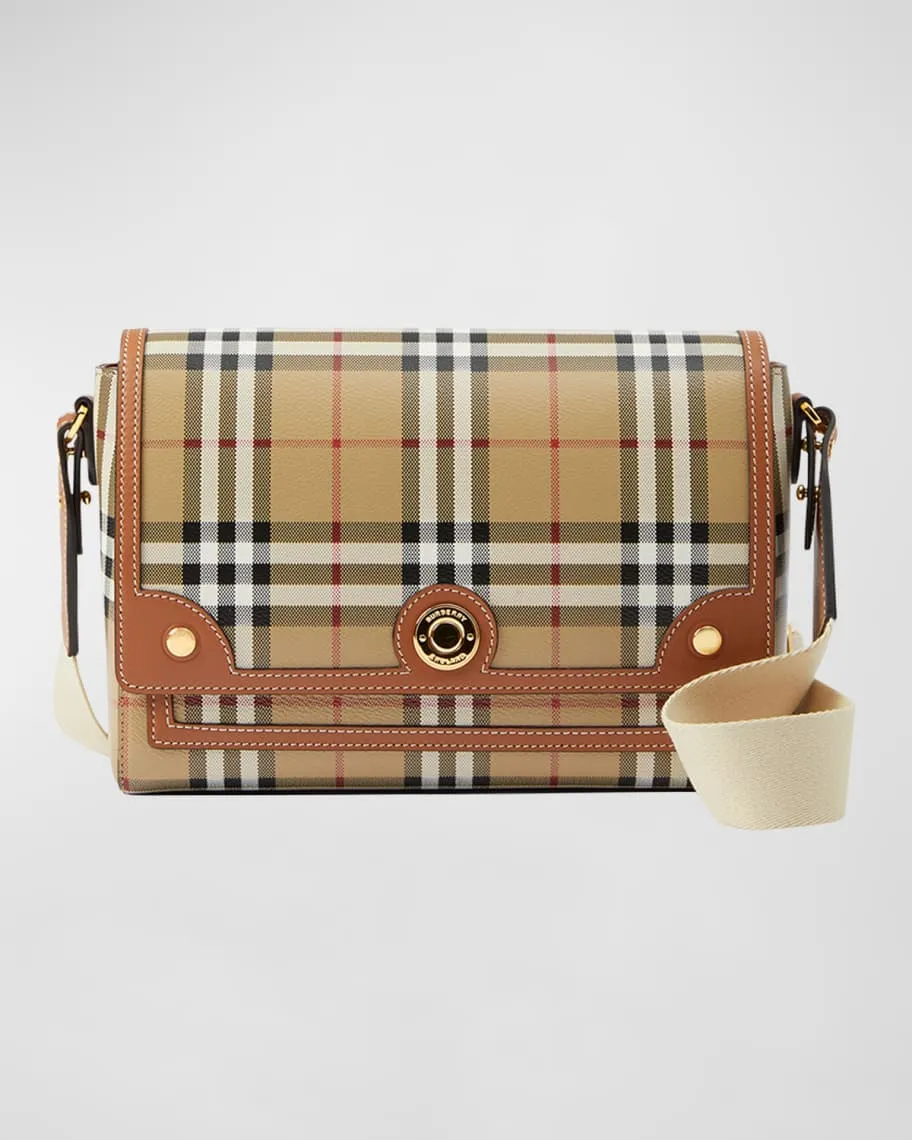 Burberry Note Check Flap Shoulder Bag