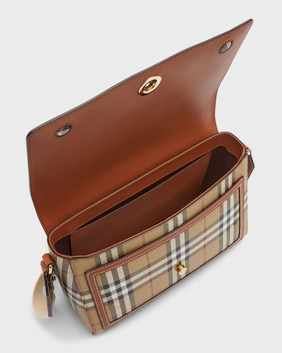 Burberry Note Check Flap Shoulder Bag