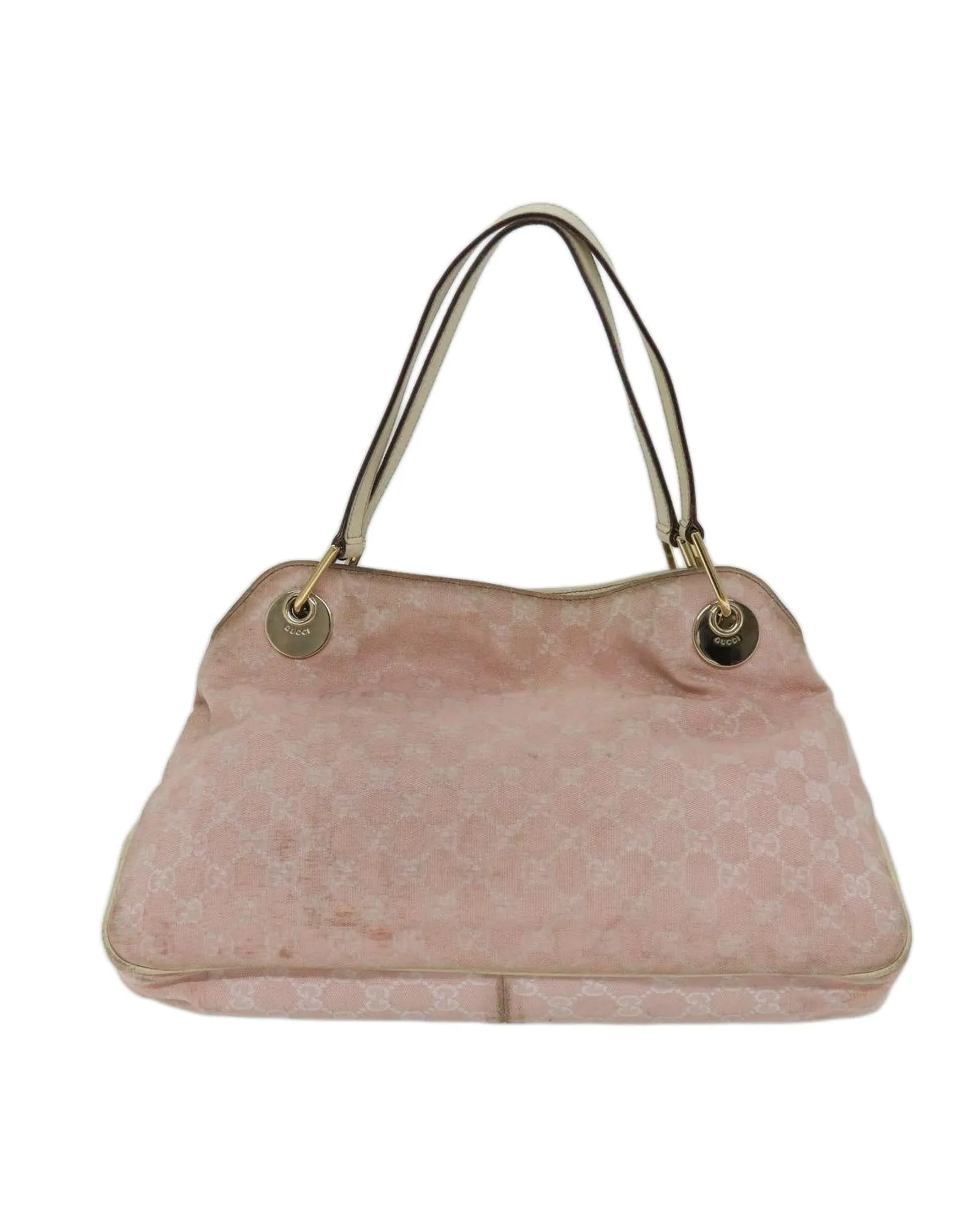 Canvas Shoulder Bag with GG Pattern in Pink