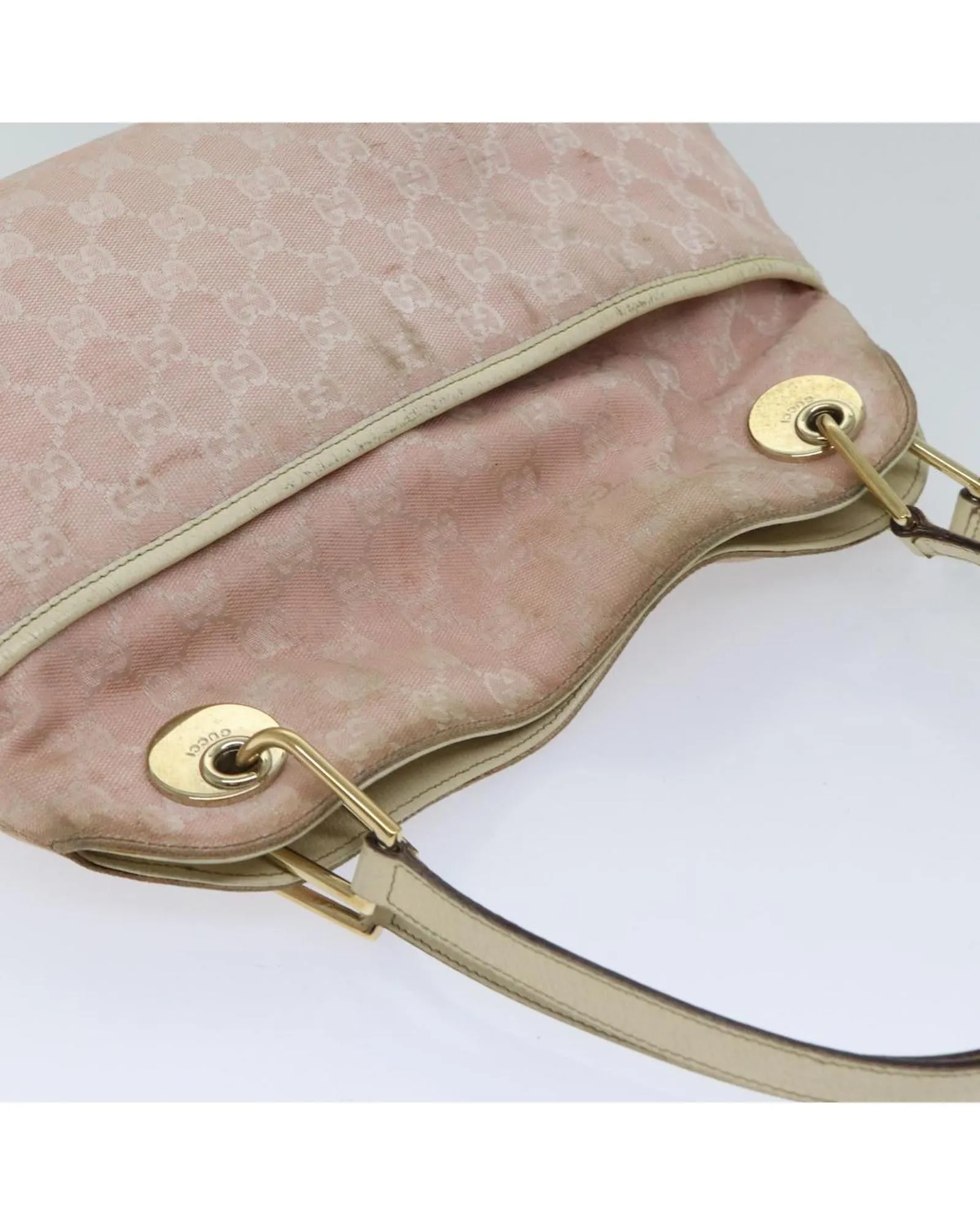 Canvas Shoulder Bag with GG Pattern in Pink