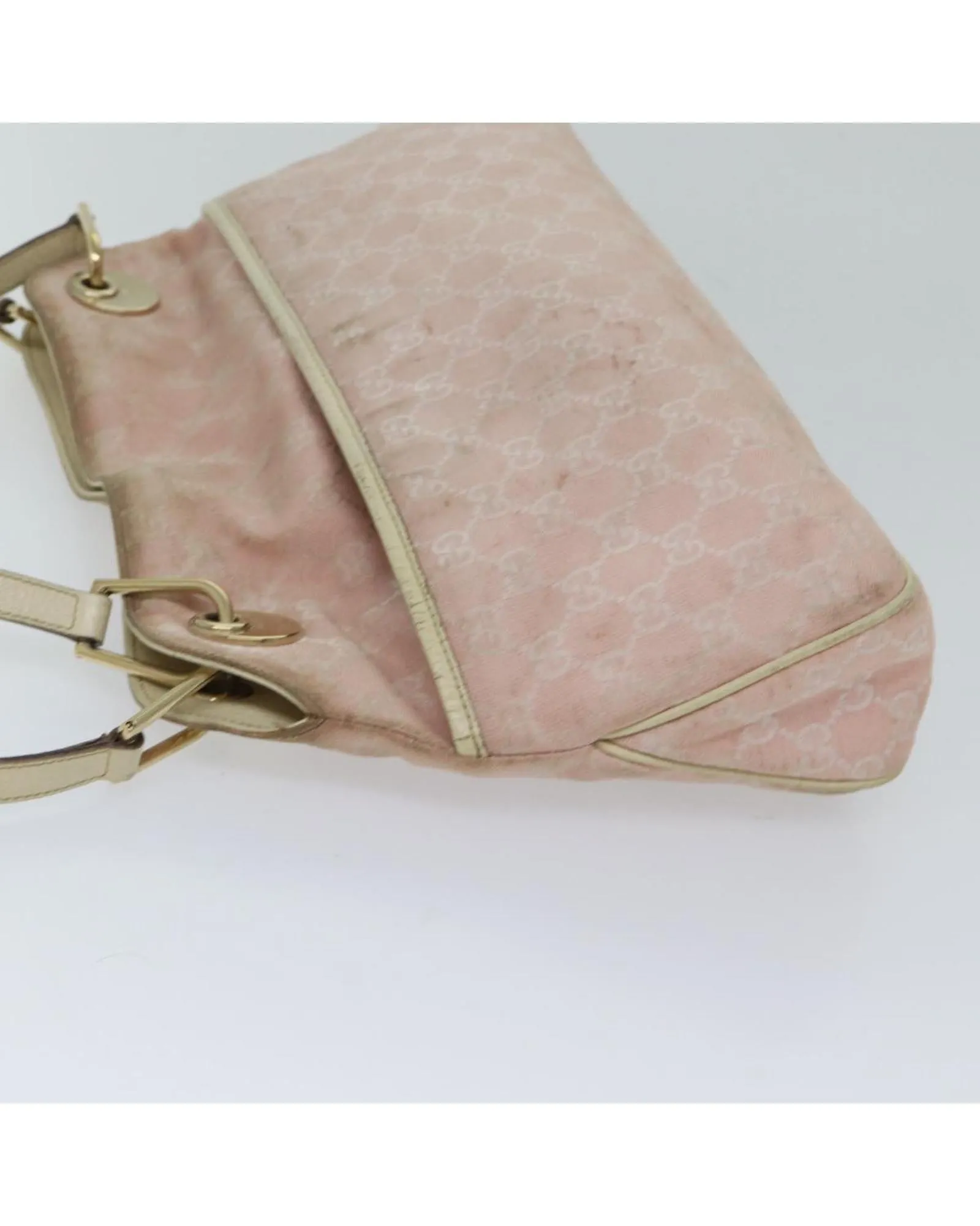 Canvas Shoulder Bag with GG Pattern in Pink