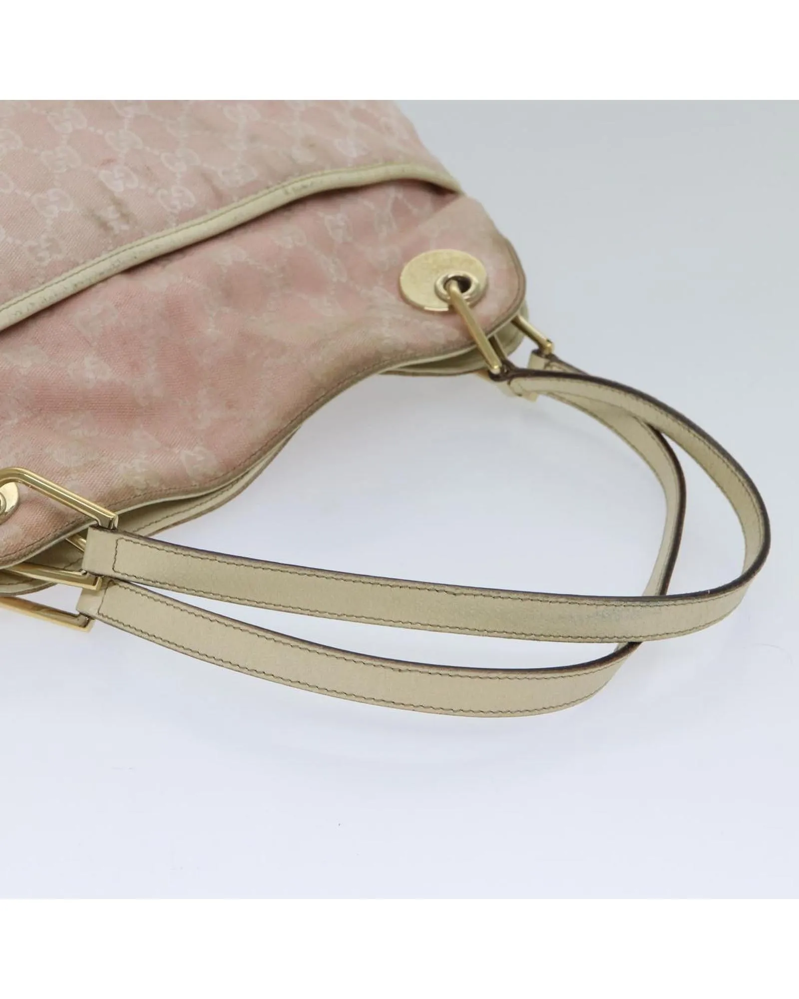 Canvas Shoulder Bag with GG Pattern in Pink