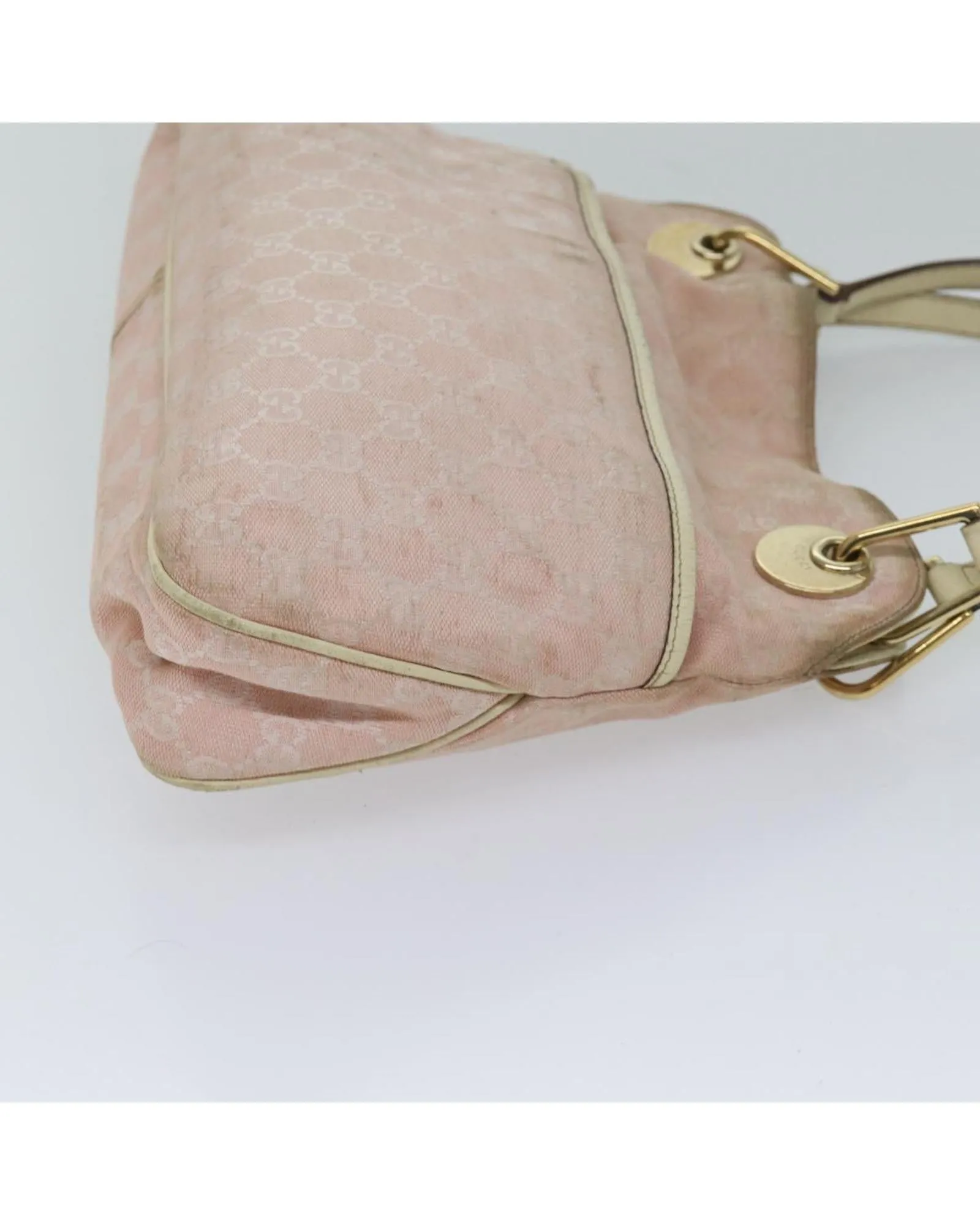 Canvas Shoulder Bag with GG Pattern in Pink