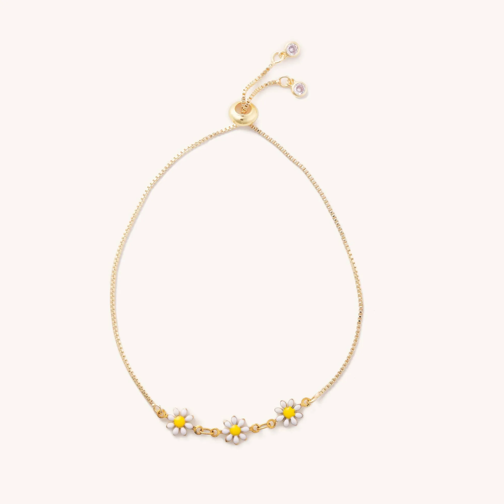 Daisy Gold Sliders: White