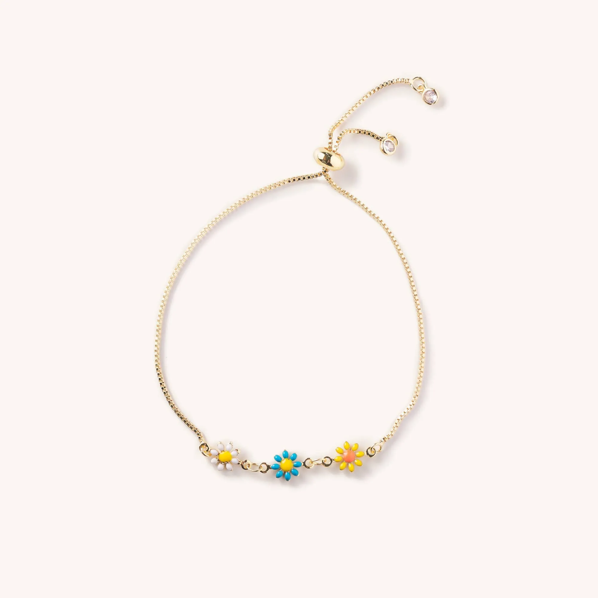 Daisy Gold Sliders: White