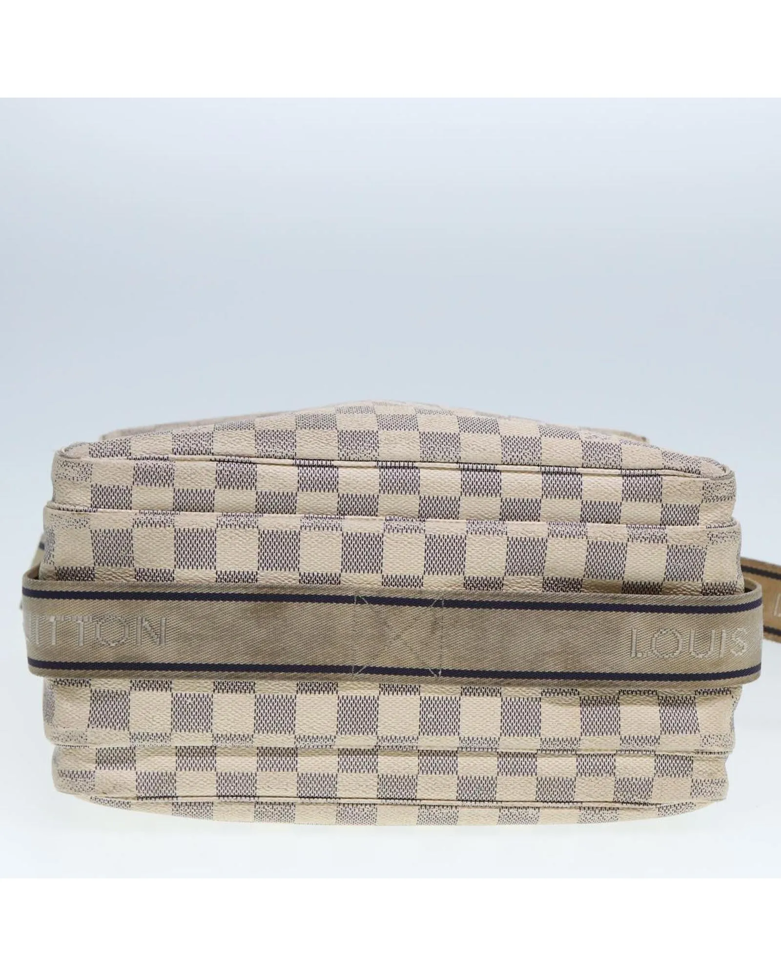 Damier Azur Canvas Shoulder Bag with Adjustable Strap