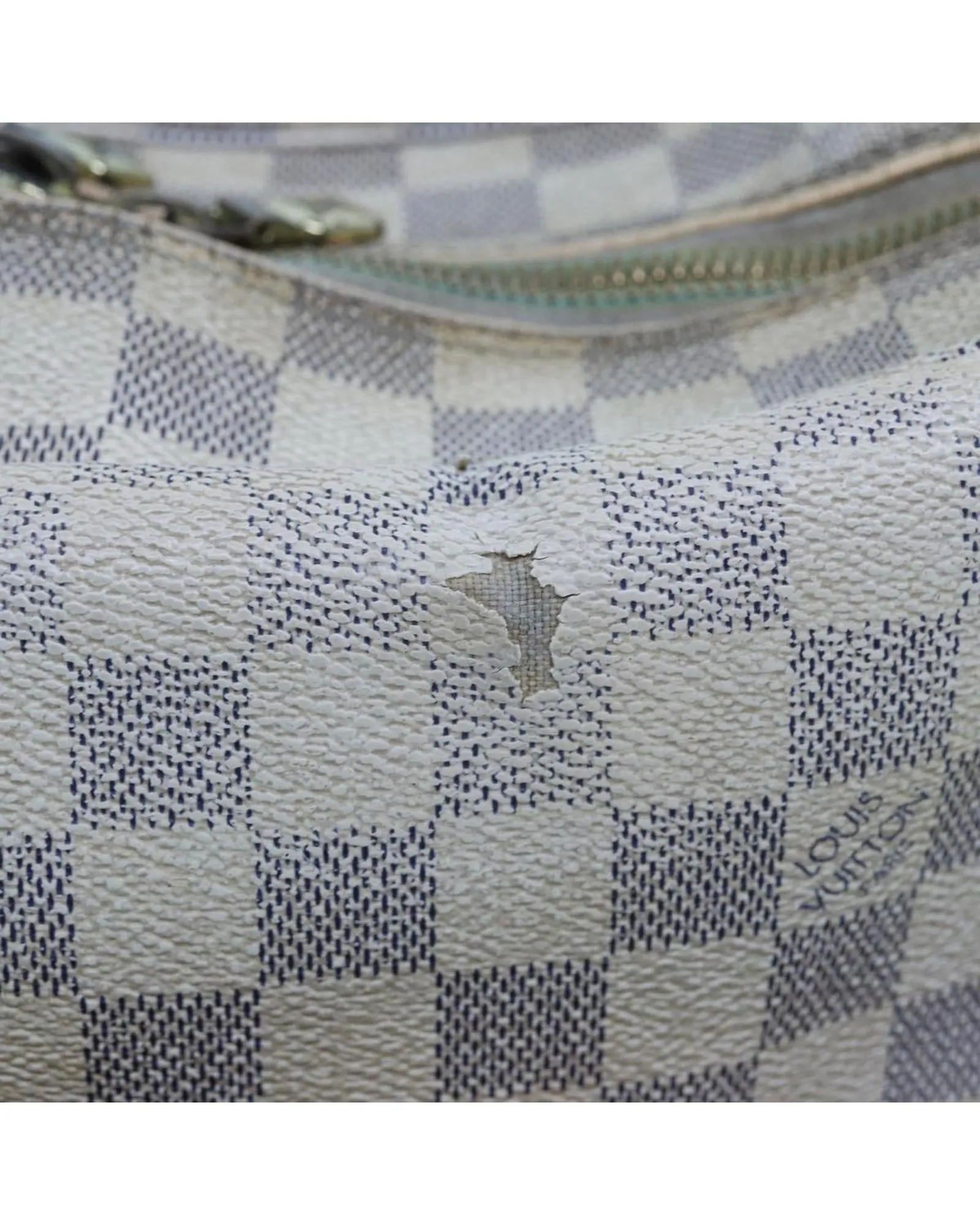 Damier Azur Canvas Shoulder Bag with Adjustable Strap