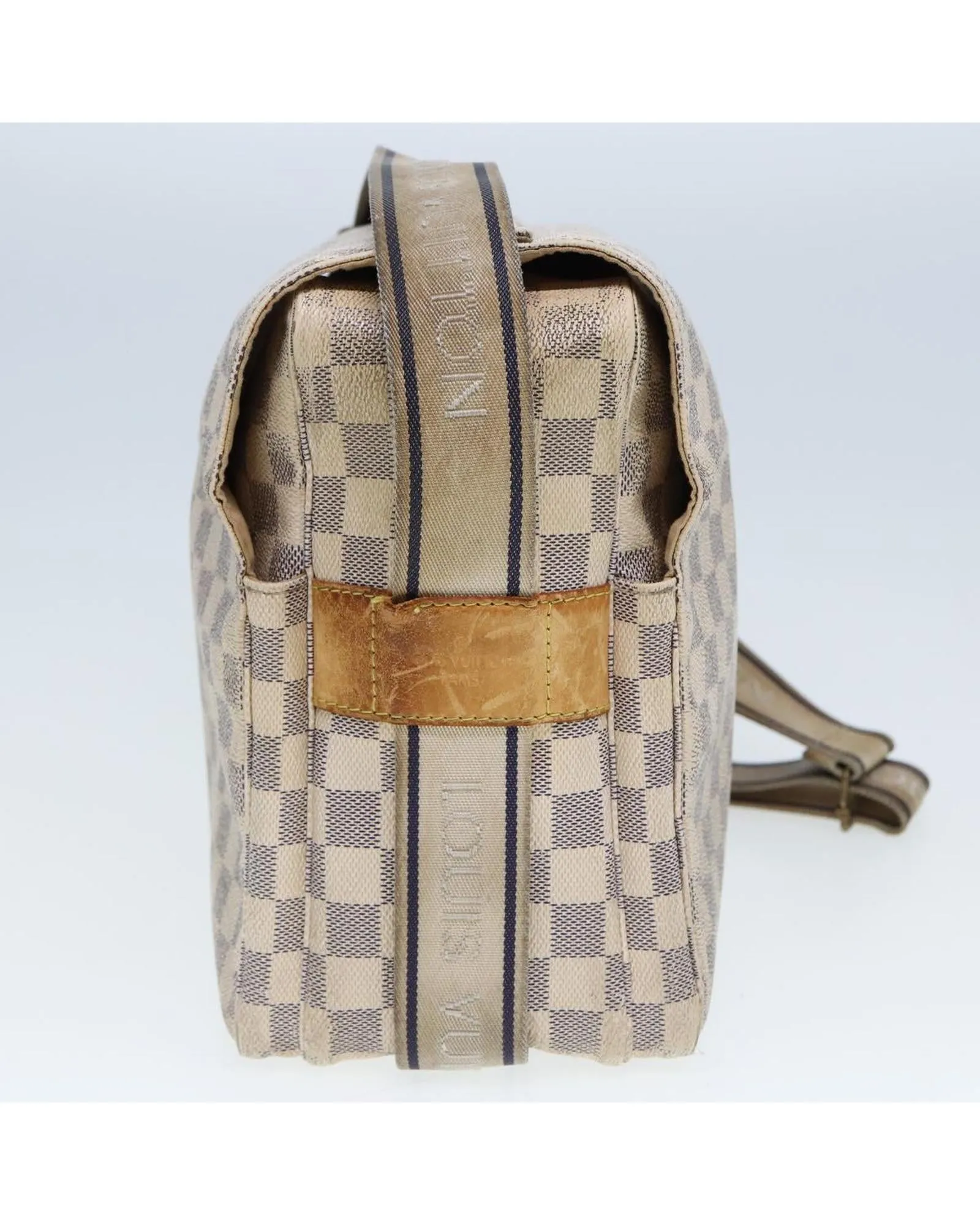 Damier Azur Canvas Shoulder Bag with Adjustable Strap