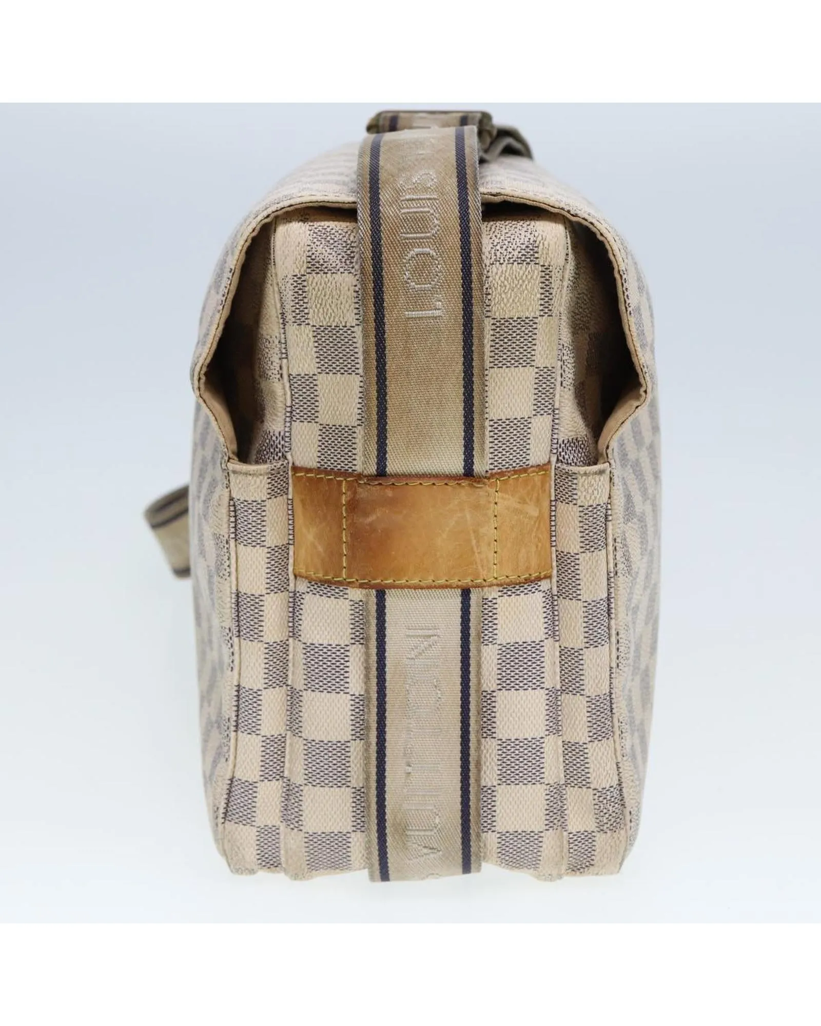 Damier Azur Canvas Shoulder Bag with Adjustable Strap