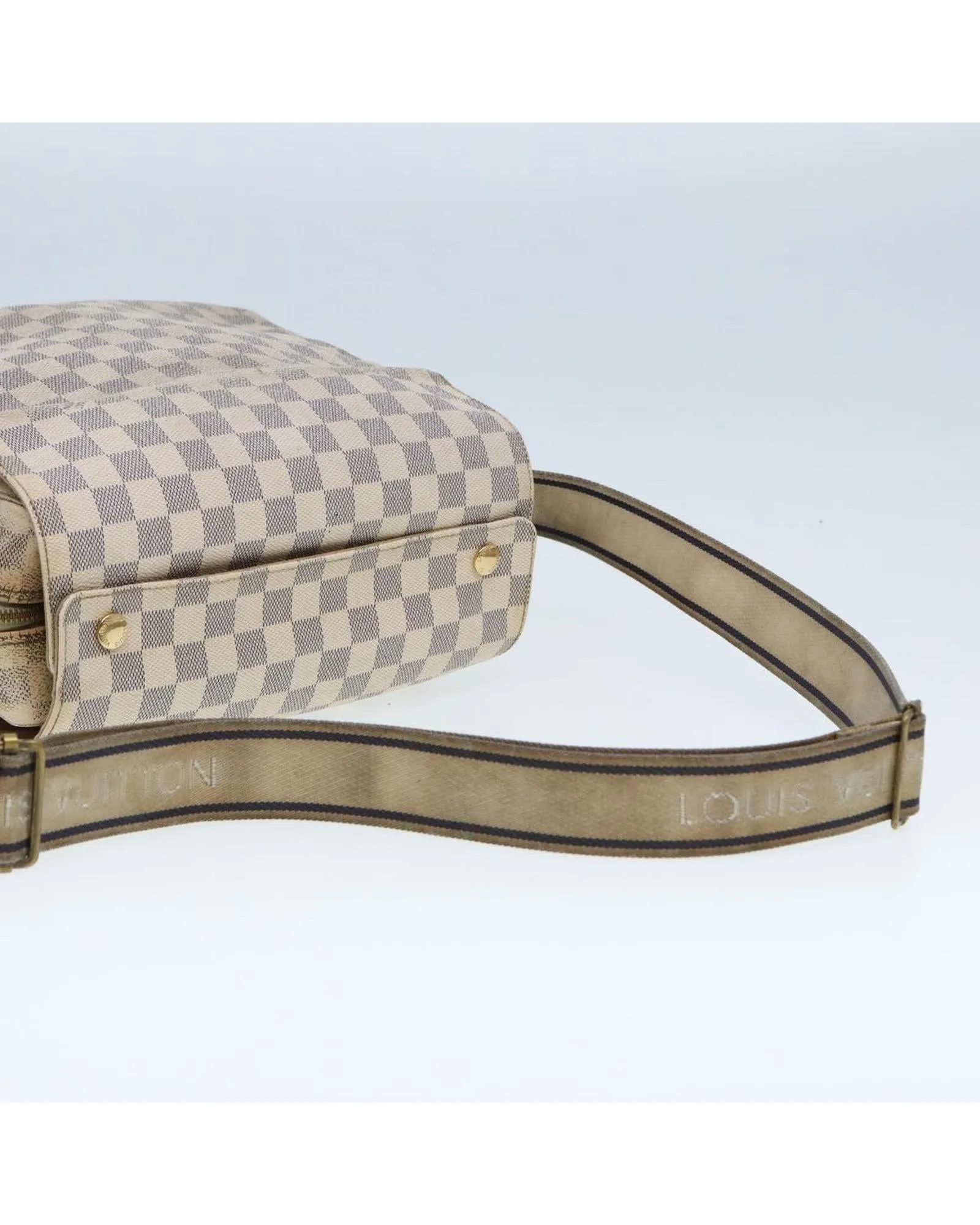 Damier Azur Canvas Shoulder Bag with Adjustable Strap