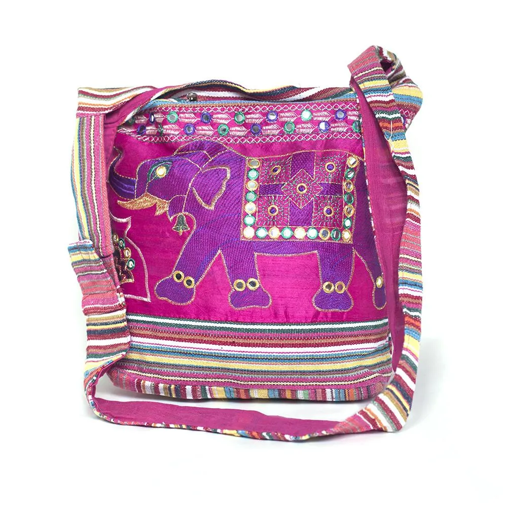 embroidered indian elephant bag