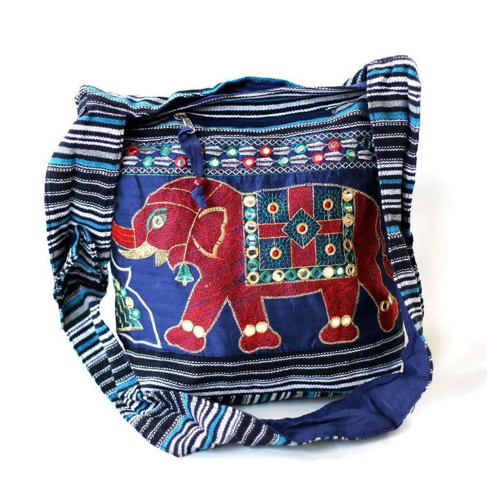 embroidered indian elephant bag