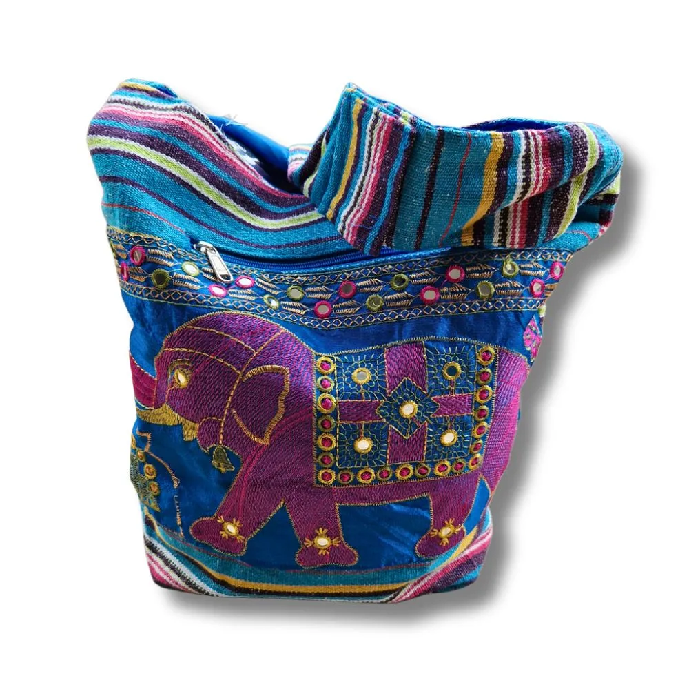embroidered indian elephant bag