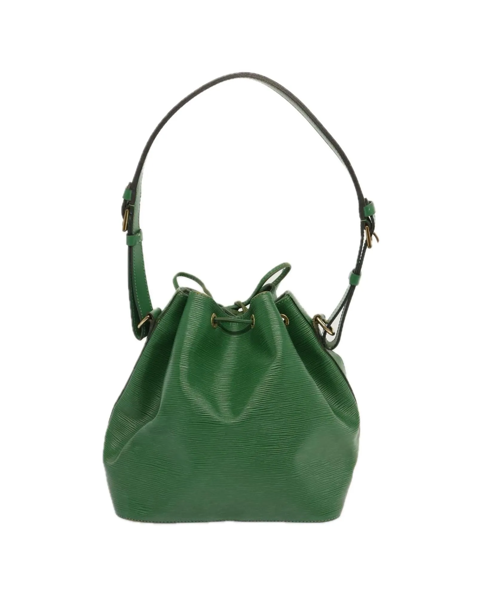 Green Epi Leather Shoulder Bag with Adjustable Strap and Silver-tone Hardware