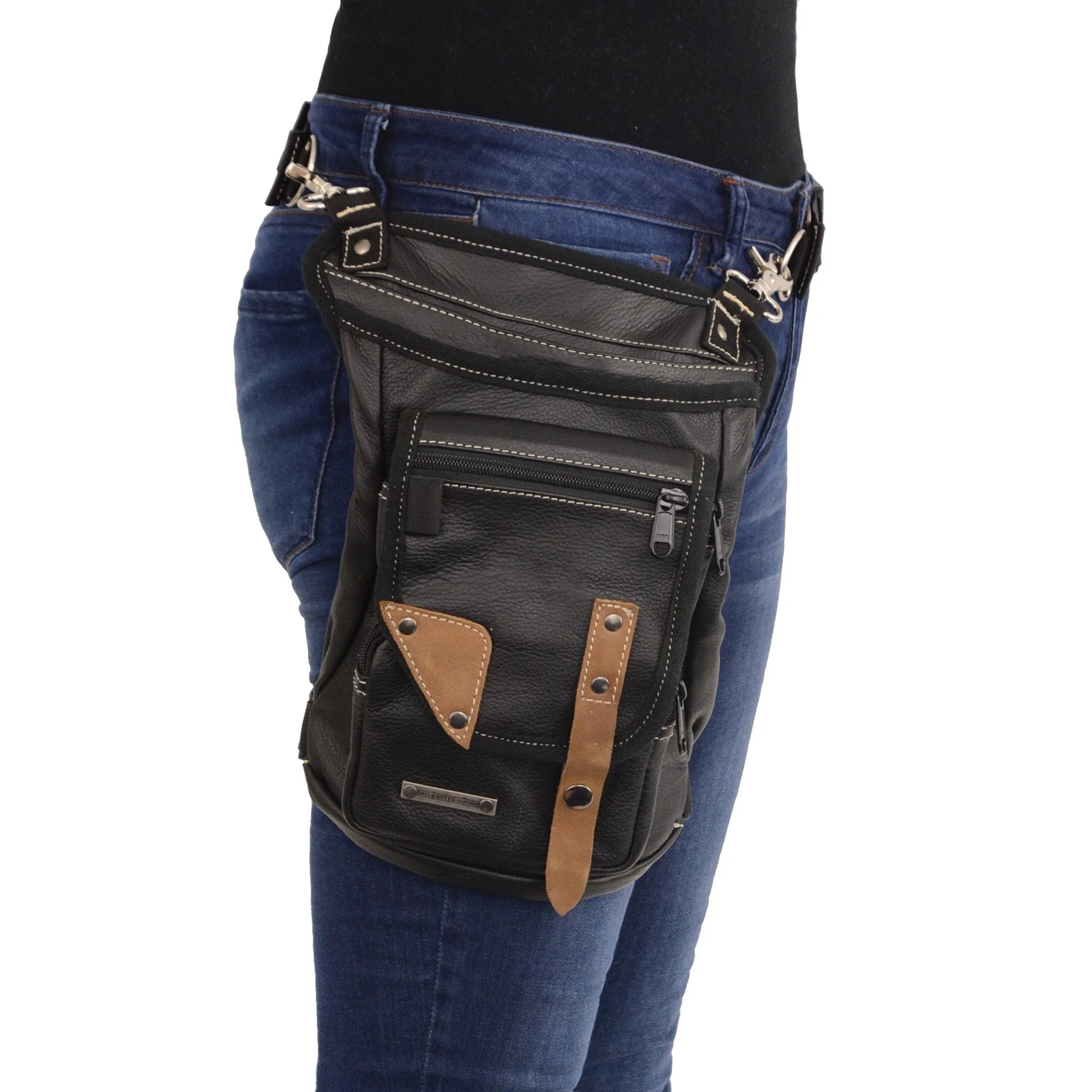 Milwaukee Leather MP8880 Black Conceal and Carry Leather Thigh Bag