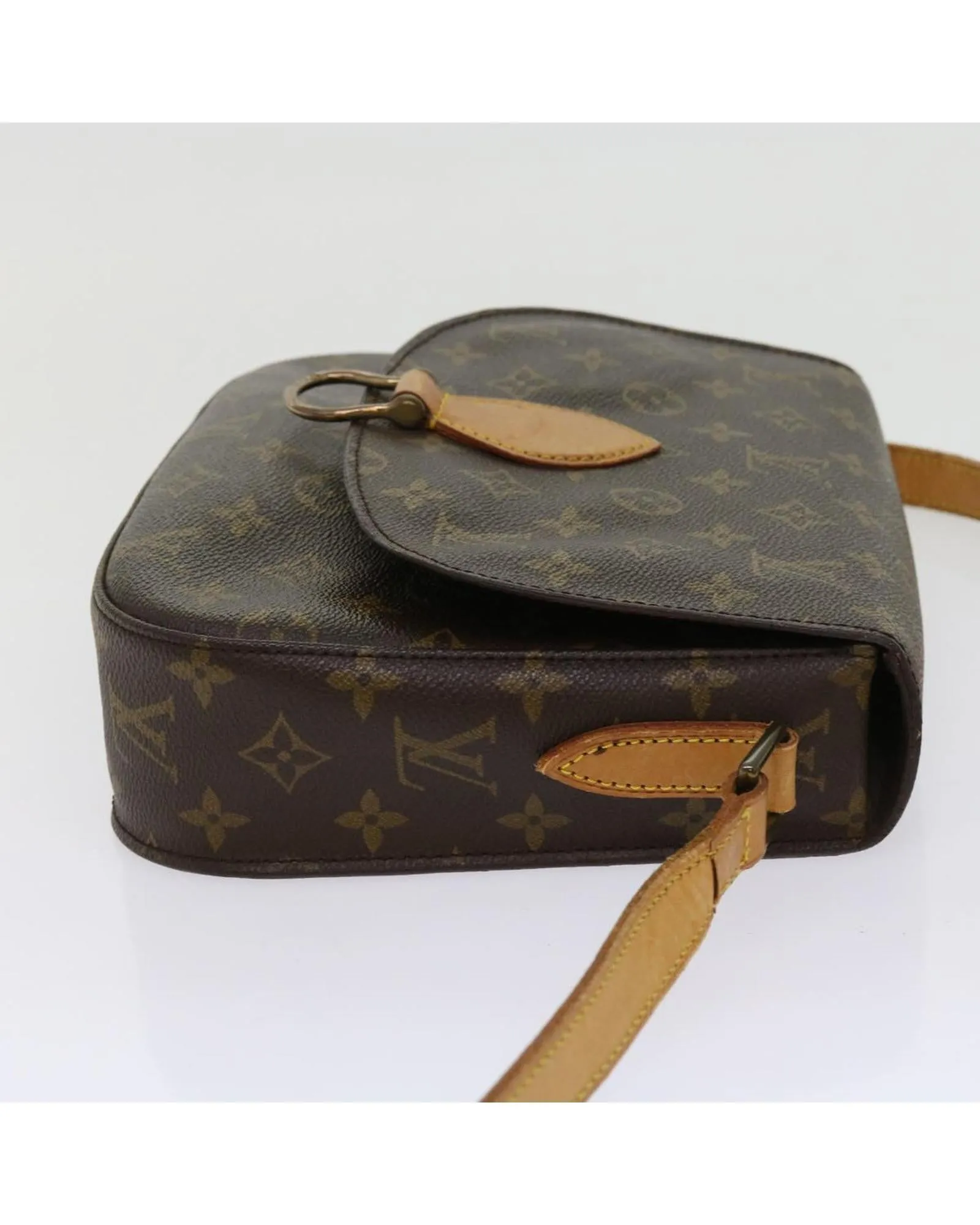 Monogram Shoulder Bag with Adjustable Strap and Multiple Compartments