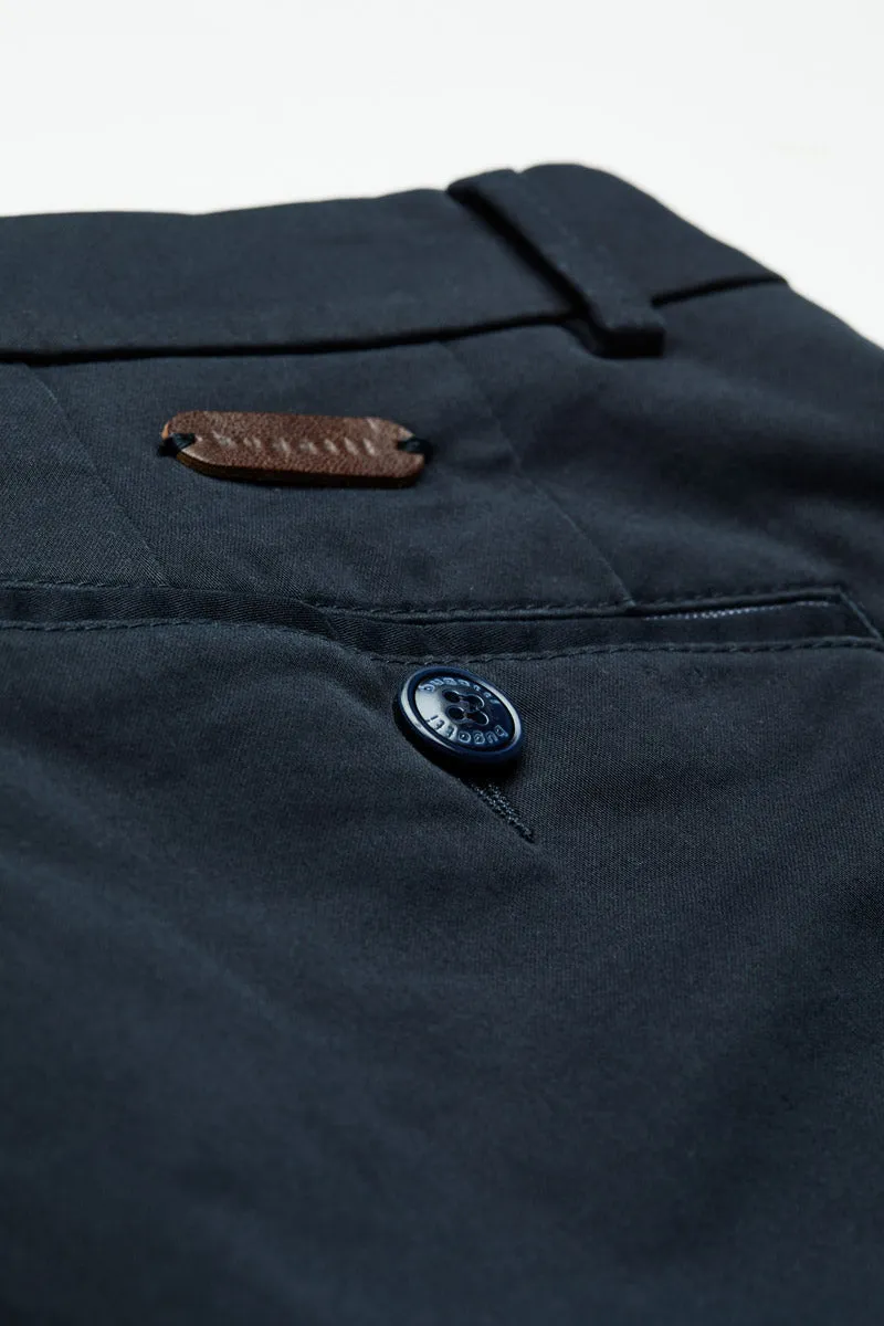Navy Cotton Stretch Pants