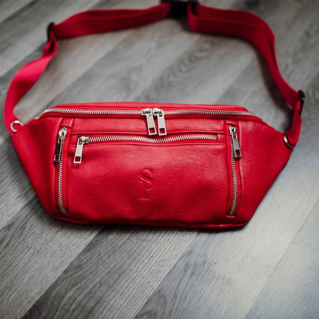 Red Leather Sling Bag