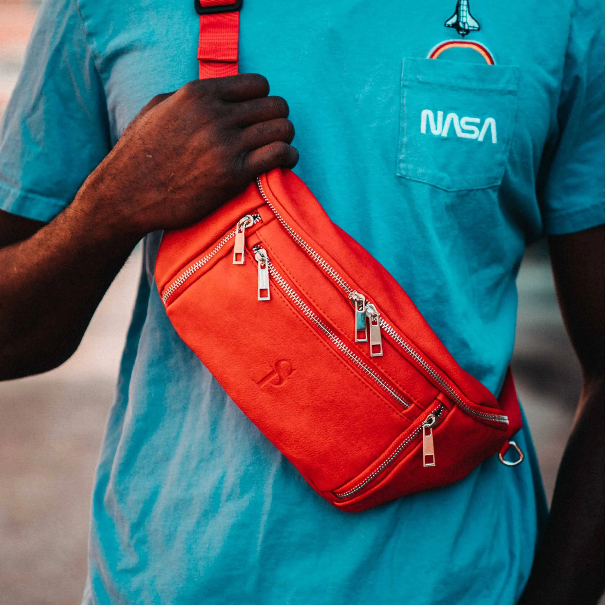 Red Leather Sling Bag