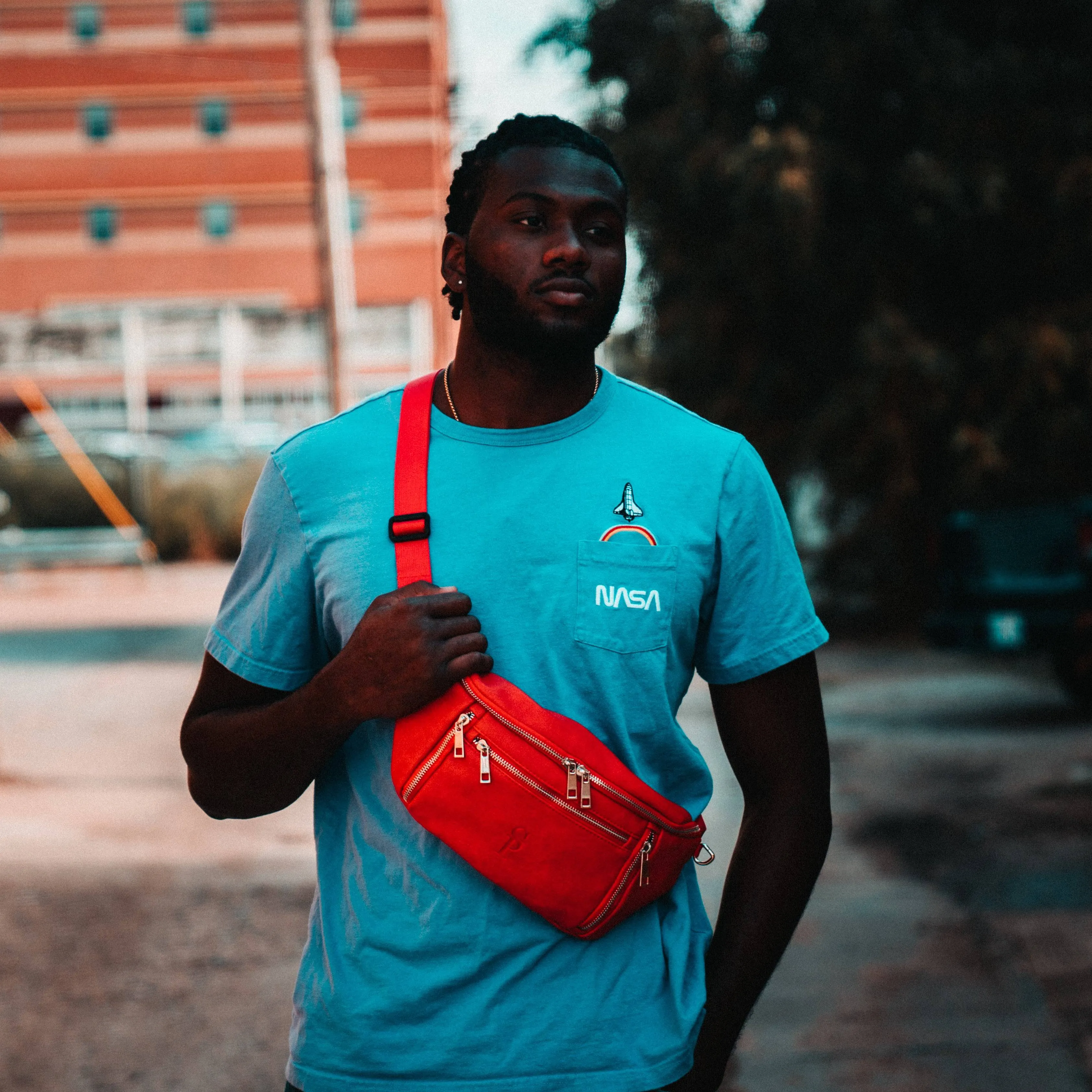 Red Leather Sling Bag