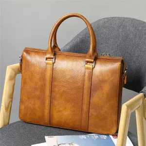Vintage Fashion Solid Color Leather Handbags With Adjustable Strap